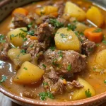 Almôndega coesa e dourada, destacando ingredientes frescos ao redor.