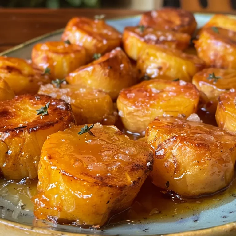 Juicy Batatas Carameladas arranged elegantly on a plate, highlighting their texture.