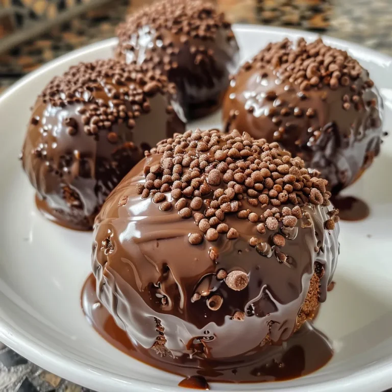 Juicy brigadeiro fit sem açúcar displayed on a white plate, with chocolate granules visible.