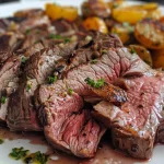 Vista lateral de carne macia e dourada, destacando o brilho da marinada.