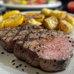Peça de carne assada com uma crosta dourada e aromática, em apresentação atraente.