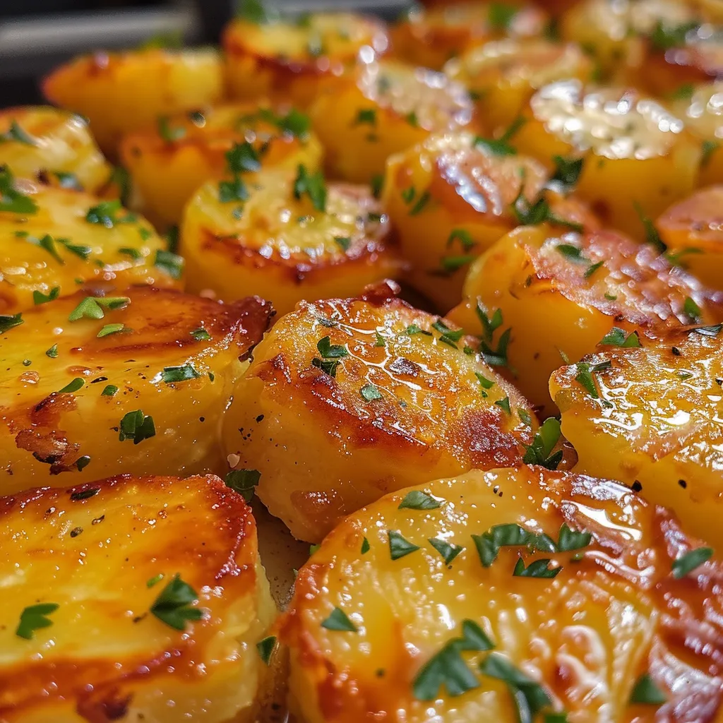 Close-up shot of crunchy potato skins sprinkled with sea salt and garlic powder.