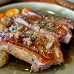 Detailed shot of Filé Mignon Suíno, highlighting the tender meat and savory glaze.