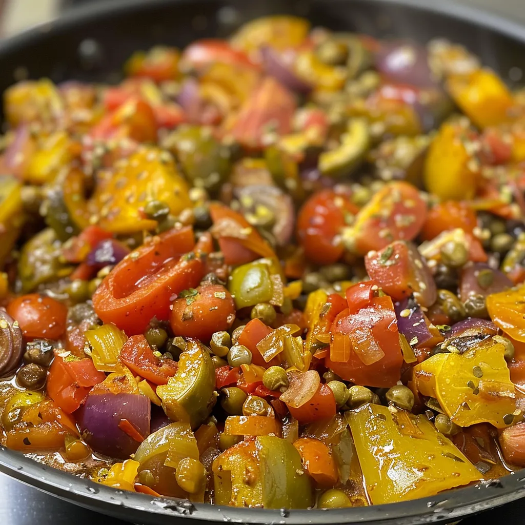 Delicious assortment of oven-roasted vegetables garnished with herbs.