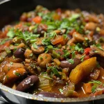 Porção vibrante de verduras salteadas, incluindo brócolis e cenoura.