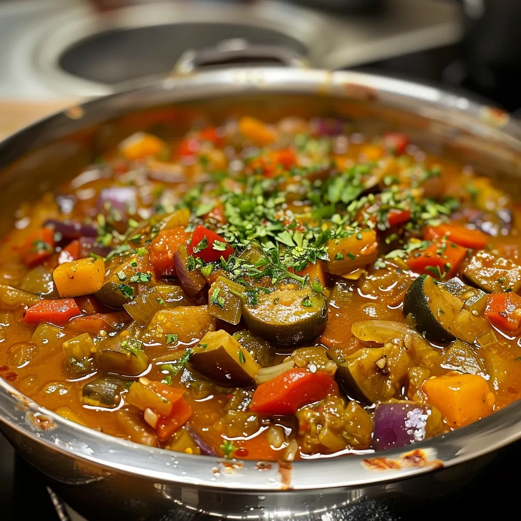 Variedade de legumes e verduras salteados em uma apresentação apetitosa.