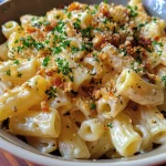 Juicy Macarrão ao molho branco in a bowl, showcasing the creamy sauce.