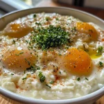 Vista lateral da maionese de iogurte e ovos, destacando os ingredientes frescos ao redor.