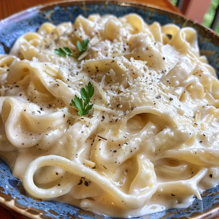Appetizing close-up of homemade Molho Alfredo, garnished with fresh herbs.