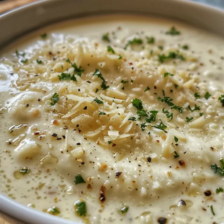 Rich and thick yogurt and parmesan sauce displayed attractively.