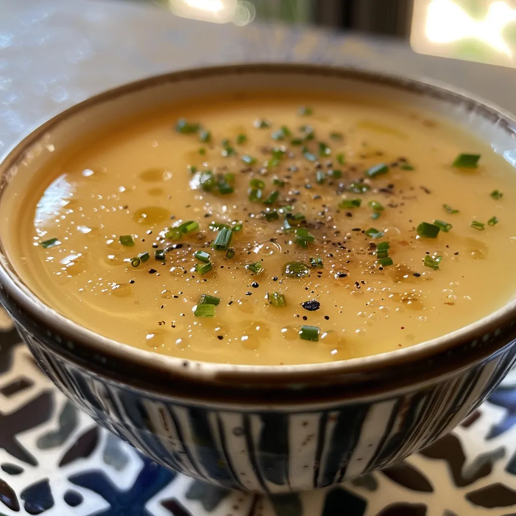 Side profile of a jar filled with a bright mango and honey salad dressing, highlighting its smooth consistency.