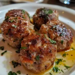 Vista lateral de Polpette em bianco, destacando ingredientes.