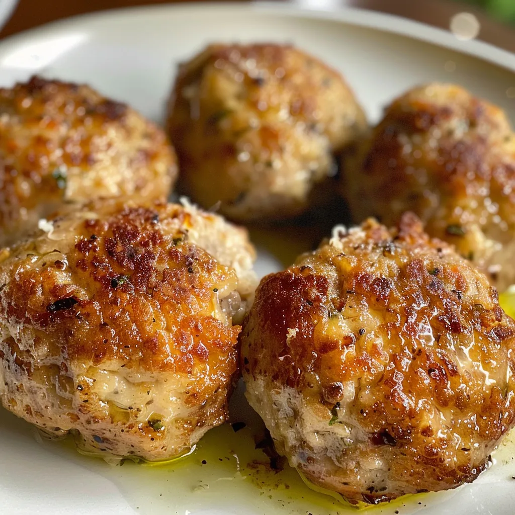 Polpette em bianco em uma frigideira, com textura apetitosa.