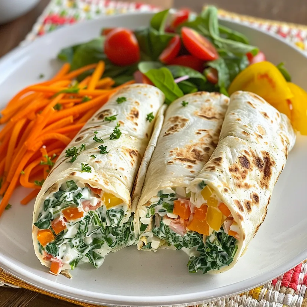 Aperitivos de Rolinhos de Peru com recheios vibrantes.