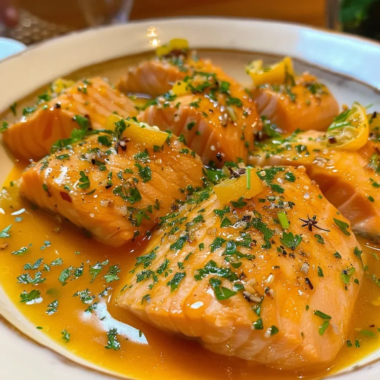 Side view of salmon topped with a glossy orange glaze, showcasing fresh ingredients.
