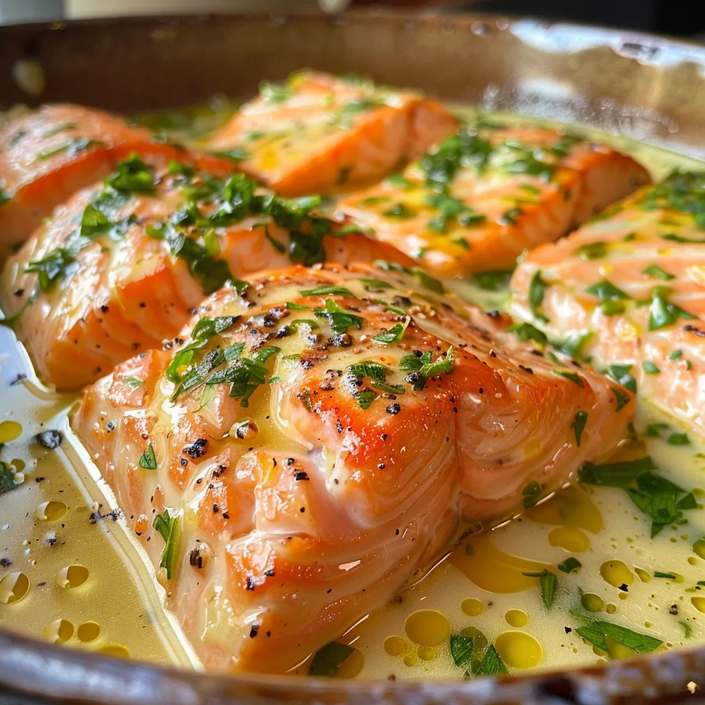 Close de salmão ao molho de limão com queijo gratinado e floretes de couve-flor.