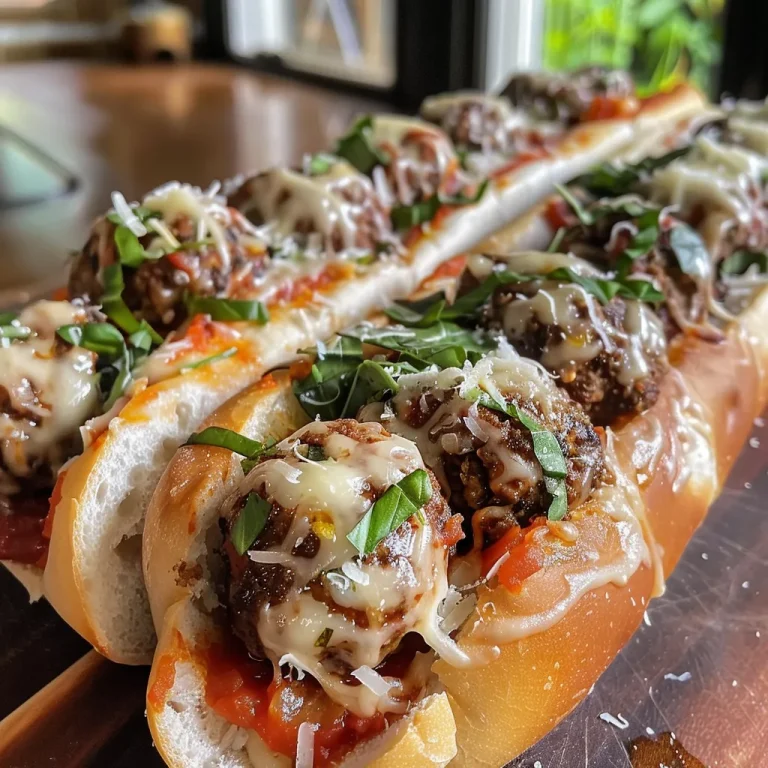 Detailed shot of a hoagie roll filled with beef meatballs and herbs.