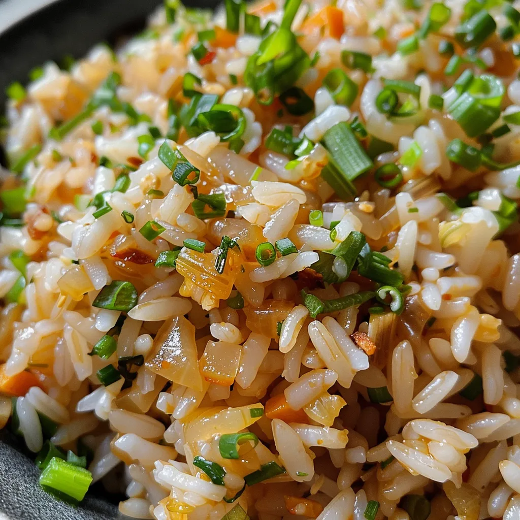 Detailed view of ingredients blended into a mouthwatering Arroz Básico.