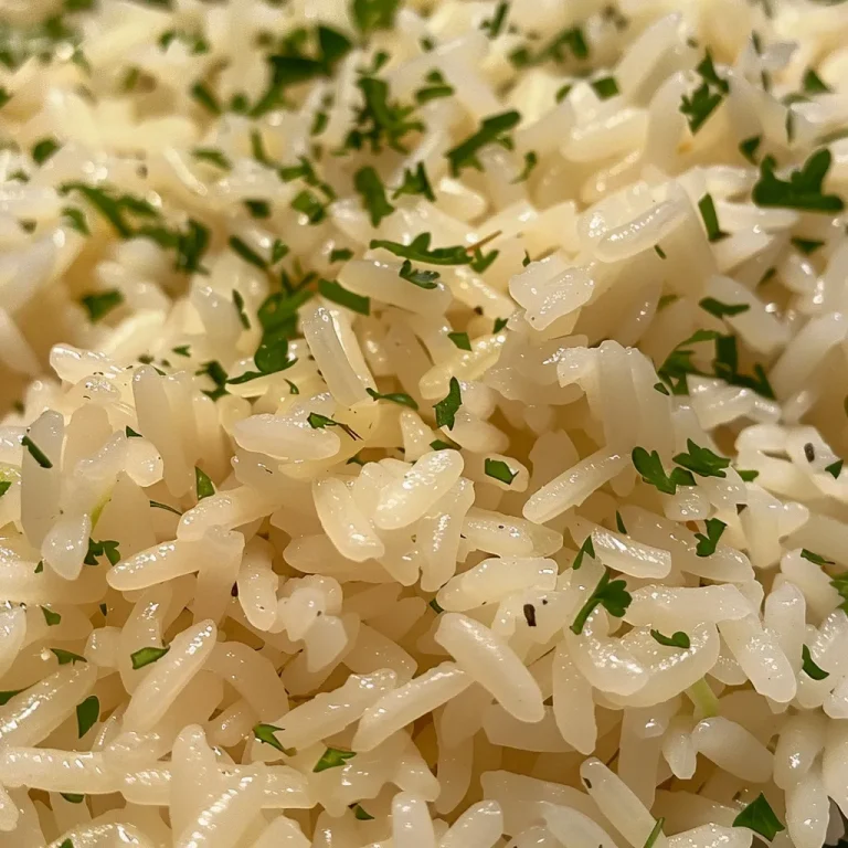 Juicy, delicious white rice garnished with herbs.