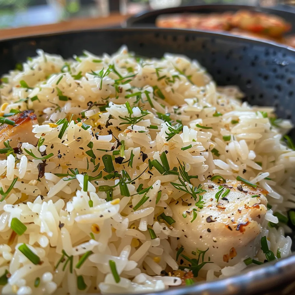 Juicy white rice with a sprinkle of salt, ready to eat.