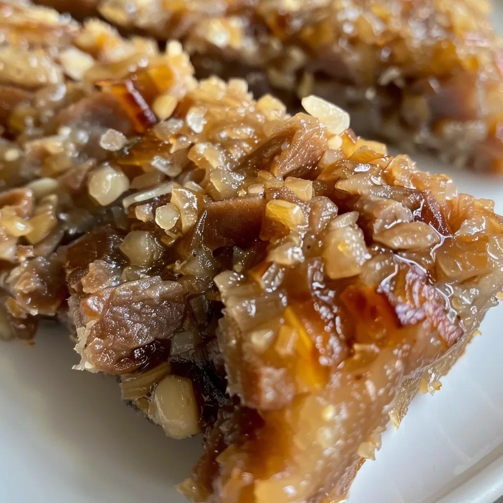 Detailed shot of Farofa de alho revealing its grainy consistency and vibrant green herbs.