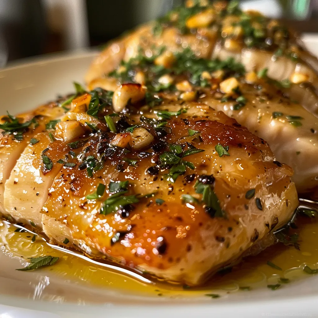 Vista lateral de filé de frango servido com molho amarelo e queijo derretido.