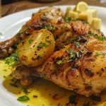 Delicious, fried chicken pieces served on a plate, showcasing their texture.