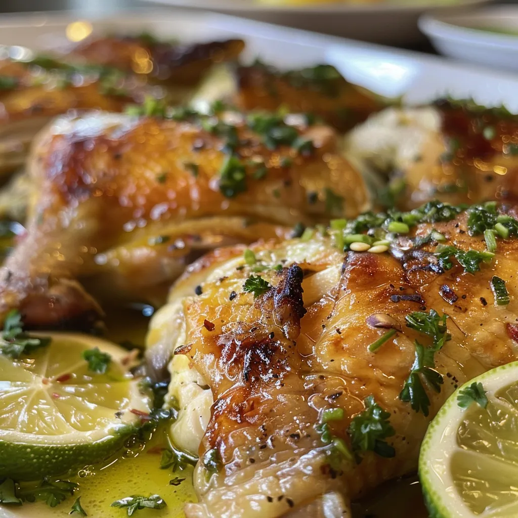 Close-up shot of Frango agridoce fácil on a rustic plate with sauce dripping.