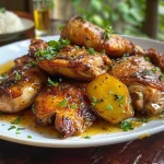 Frango Agridoce frito, exibindo a textura crocante e os ingredientes frescos.