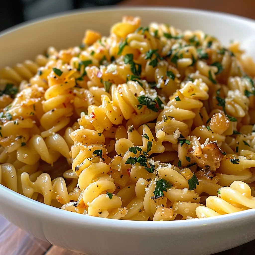 Appetizing Macarrão Cremoso com Frango served in a dish, highlighting the creamy sauce.