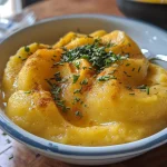 Tigela de purê de batata-doce com gengibre, decorada com salsinha picada.