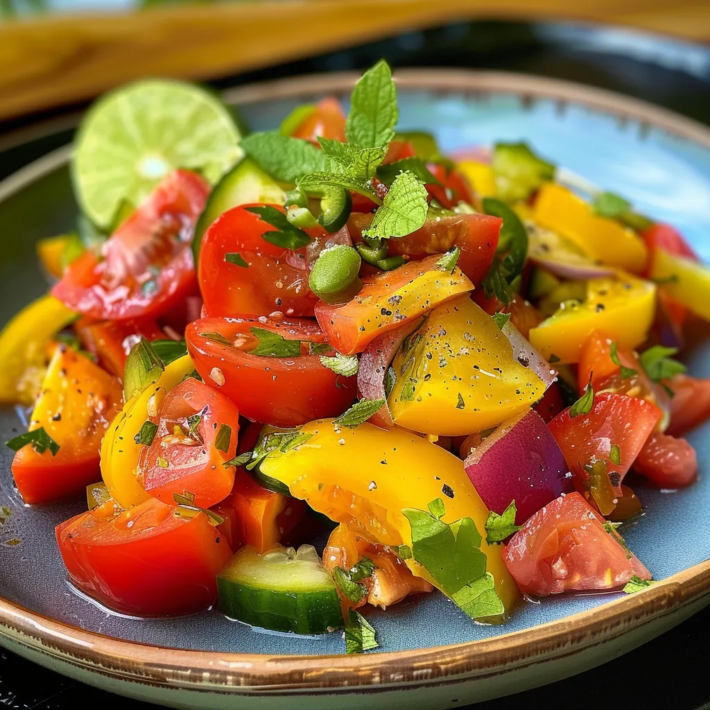 Imagem de salada deliciosa com grão-de-bico, abacate e ervas frescas, capturada em detalhe.