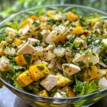 Salada colorida de repolho e abacaxi com maionese e temperos.