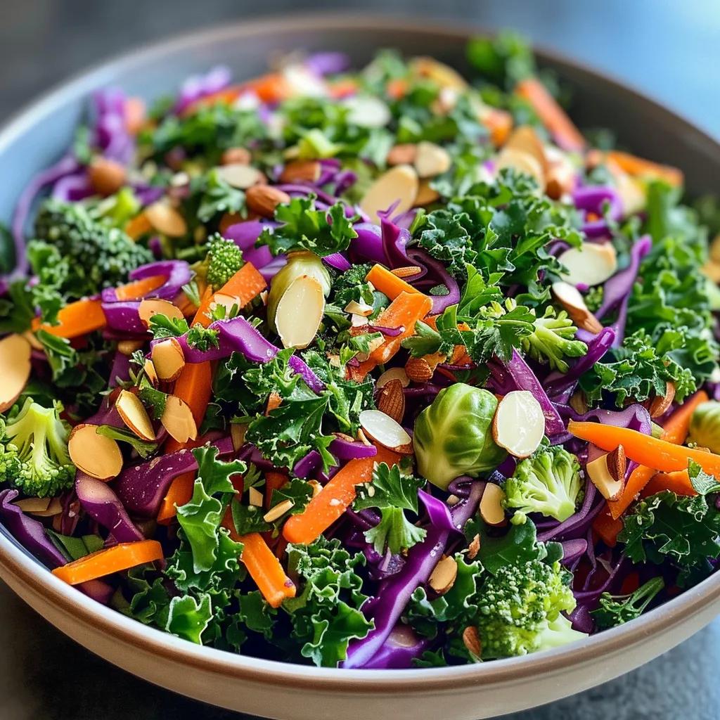 Salada detox apresentando folhas verdes e uma mistura de vegetais.