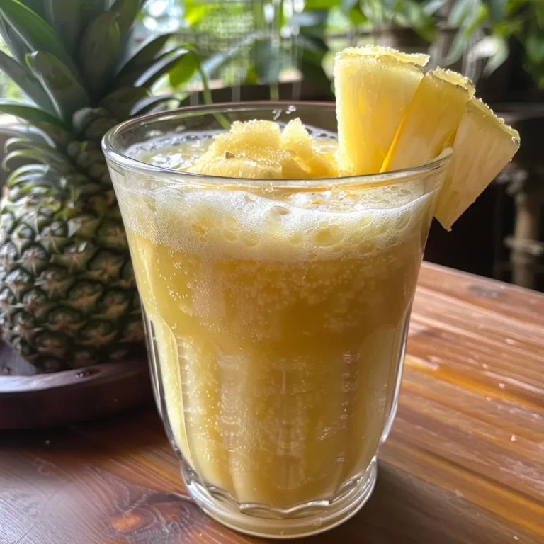 Detailed shot of a delicious drink made from pineapple peels and mint.