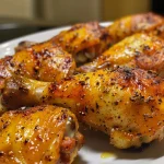 Imagem lateral de asinhas de frango bem douradas, com uma apresentação apetitosa.