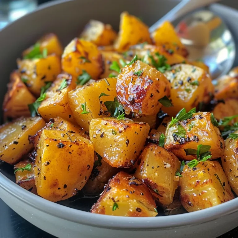 Deliciously sautéed small potatoes on a white plate.