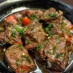 Porção de carne seca ensopada com mandioca, destacando a cremosidade do prato.