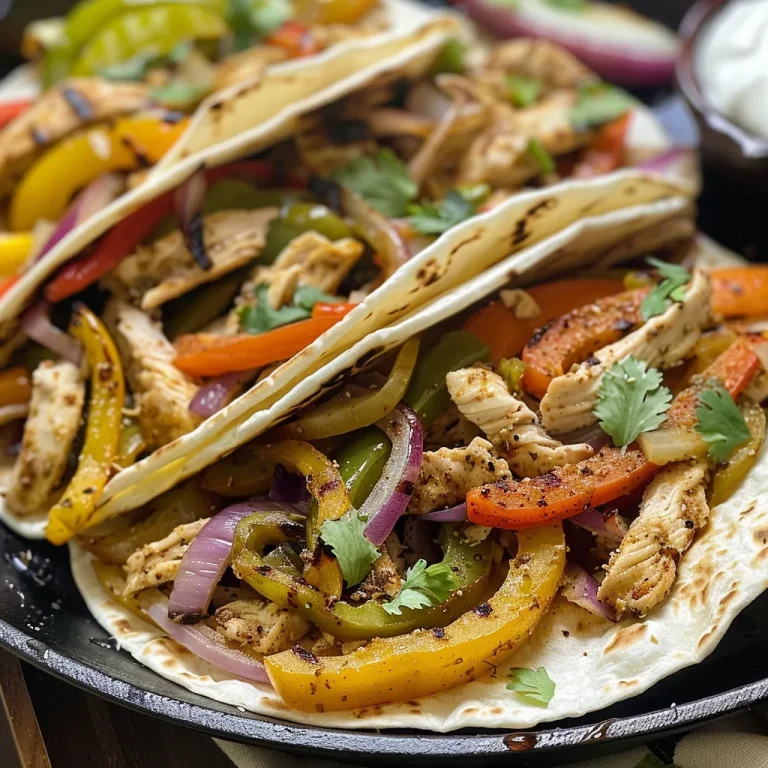 Frango fajitas enrolado em uma tortilla, destacado em uma mesa.