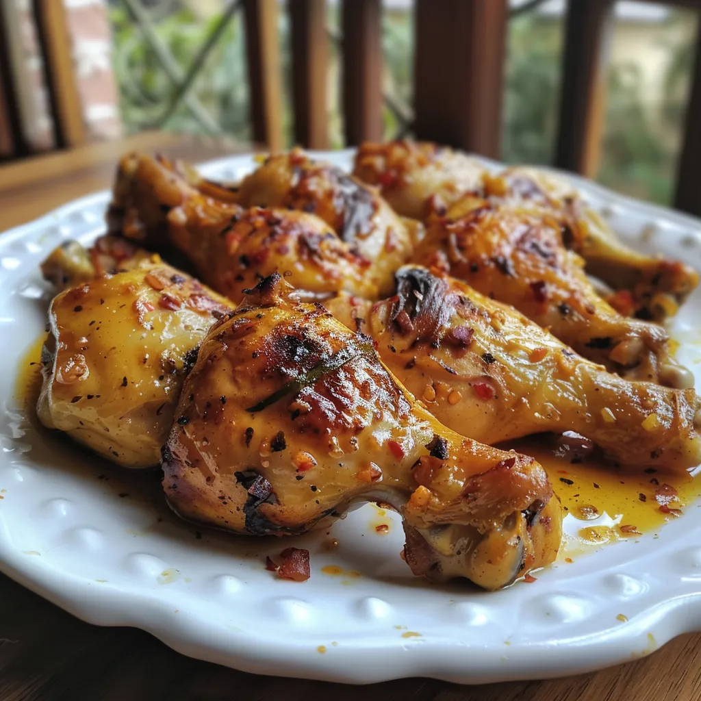 Succulent pieces of chicken garnished and ready to serve.