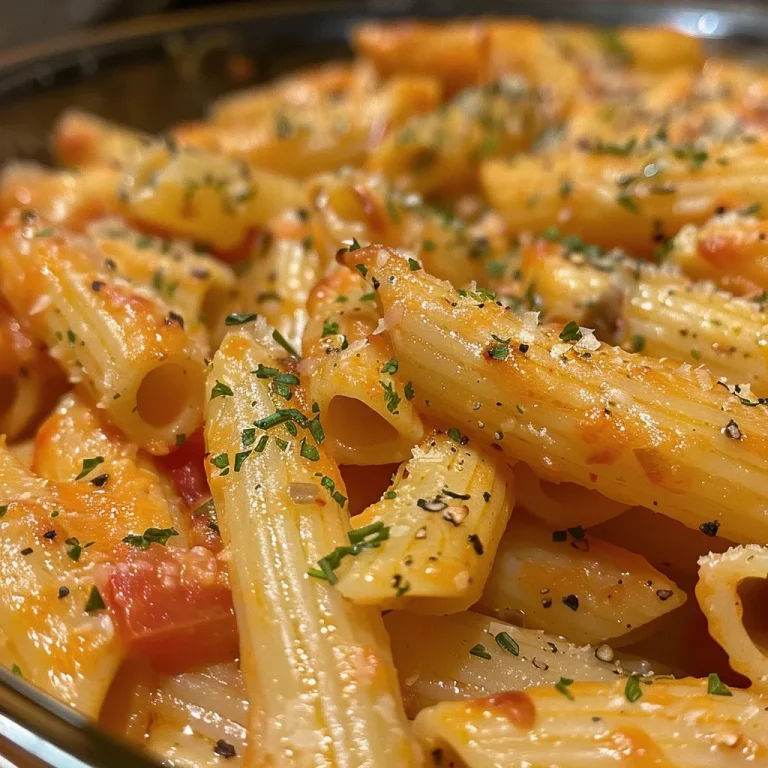 Prato de macarrão Penne variado com ingredientes frescos em foco.