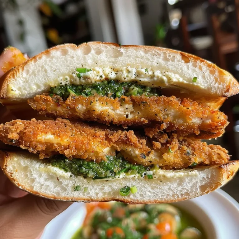 Sanduíche recheado com frango, iogurte e vegetais frescos, capturado em close-up.