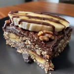 Close-up de um bolo de banana com chocolate sem açúcar, mostrando a textura úmida.