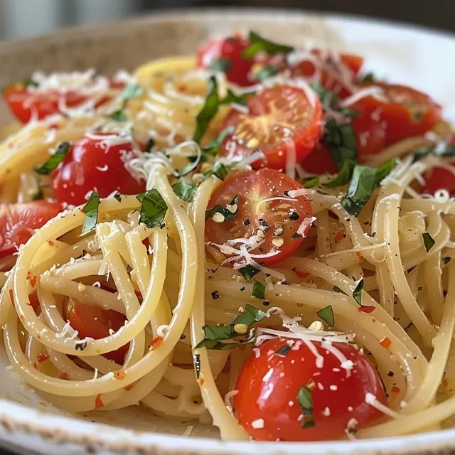Massa Deliciosa com Tomate e Manjeric o: Uma Experi ncia de Sabor em Cada Garfada Close-up of a bowl of tomato basil pasta with vibrant cherry tomatoes and fresh basil.