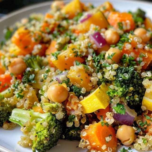 Close-up de uma tigela saudável com grão de bico, vegetais e molho tahini.