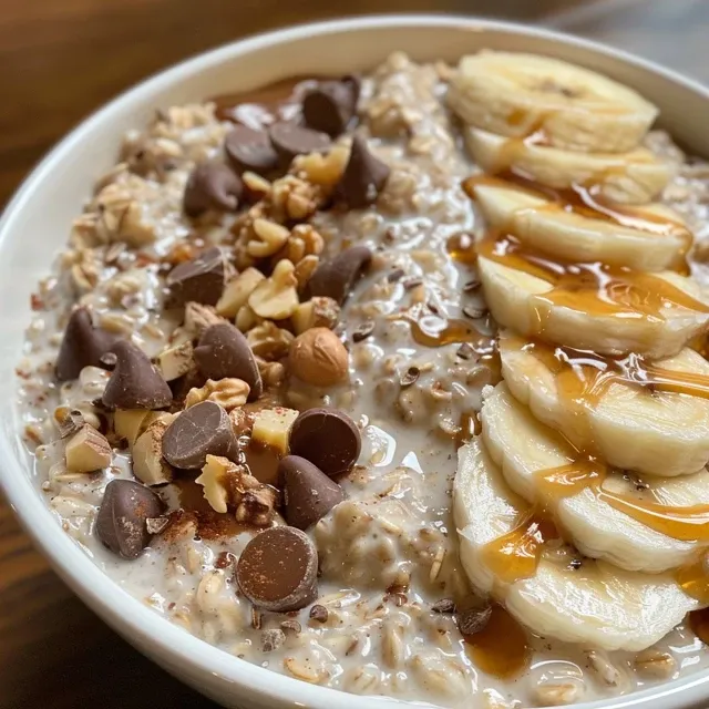 Side view of a bowl of high-protein overnight oats, showcasing layers of yogurt, oats, and nuts.