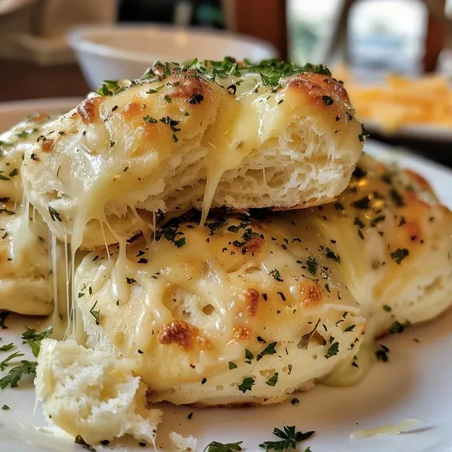 Side view of freshly baked Pão de Alho com Queijo, golden brown and gooey.
