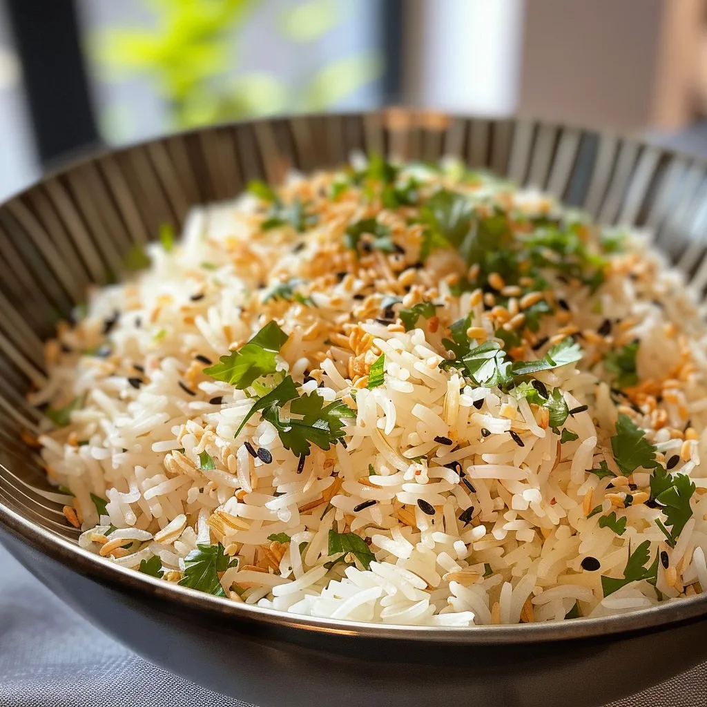 Side-view image of delicious Arroz Basmati with corn, showcasing juicy grains.