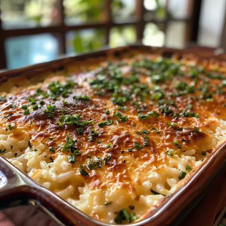 Juicy Arroz de forno presented in a dish, with visible layers of ingredients and a golden crust.