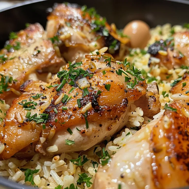 Descubra o Sabor do Arroz de Frango no Forno: Uma Receita Pr tica e Irresist vel Close-up de arroz de frango assado, mostrando pedaços de frango suculentos.